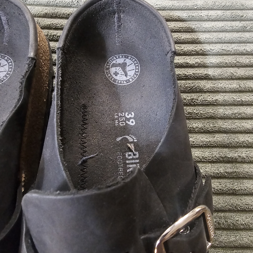 Birkenstock Charcoal Clogs with Brass Buckle - Picture 3 of 5